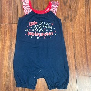 🛎Patriotic Red White Blue Little Miss Independent Romper